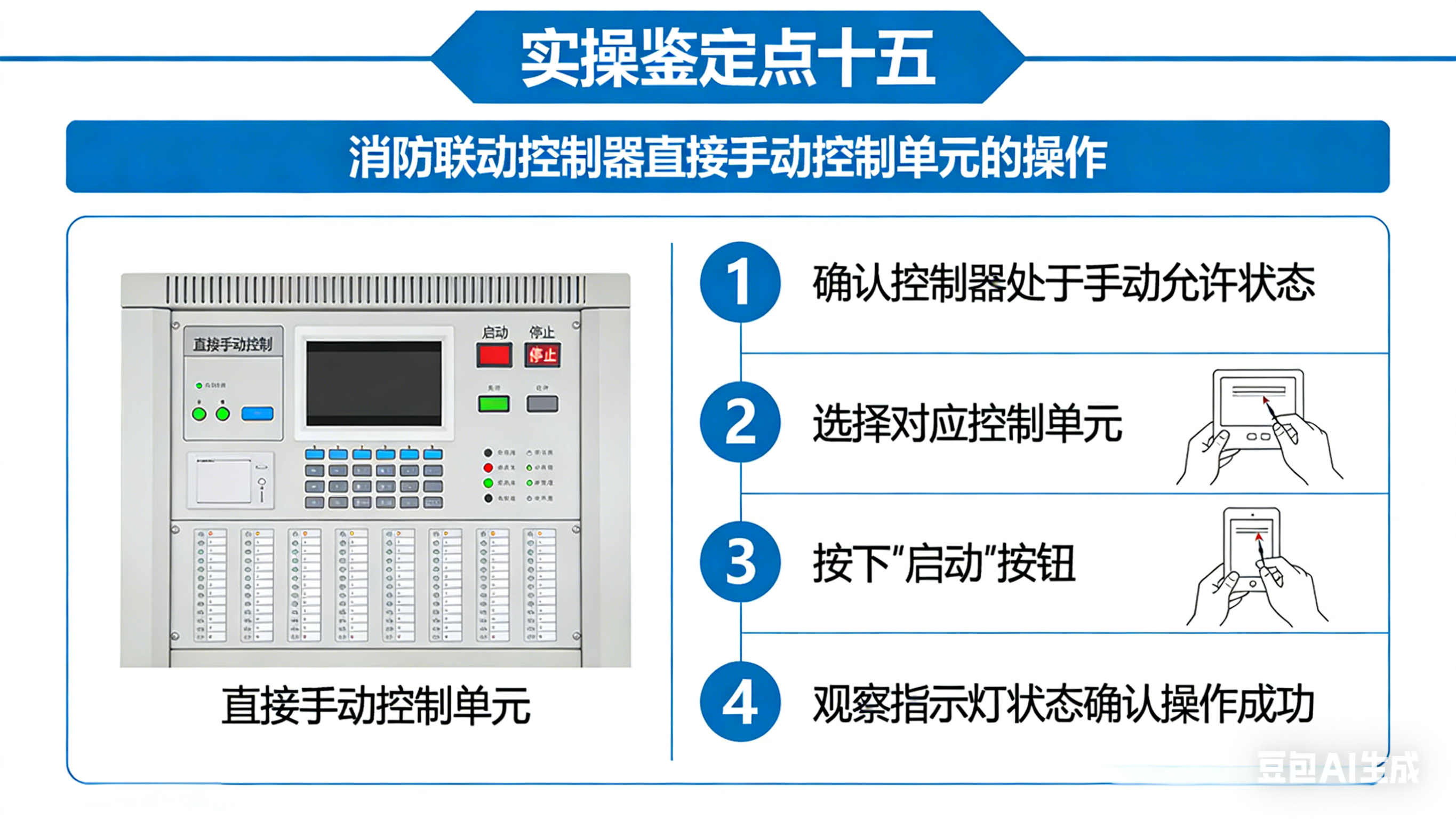 实操鉴定点十五、消防联动控制器直接手动控制单元的操作