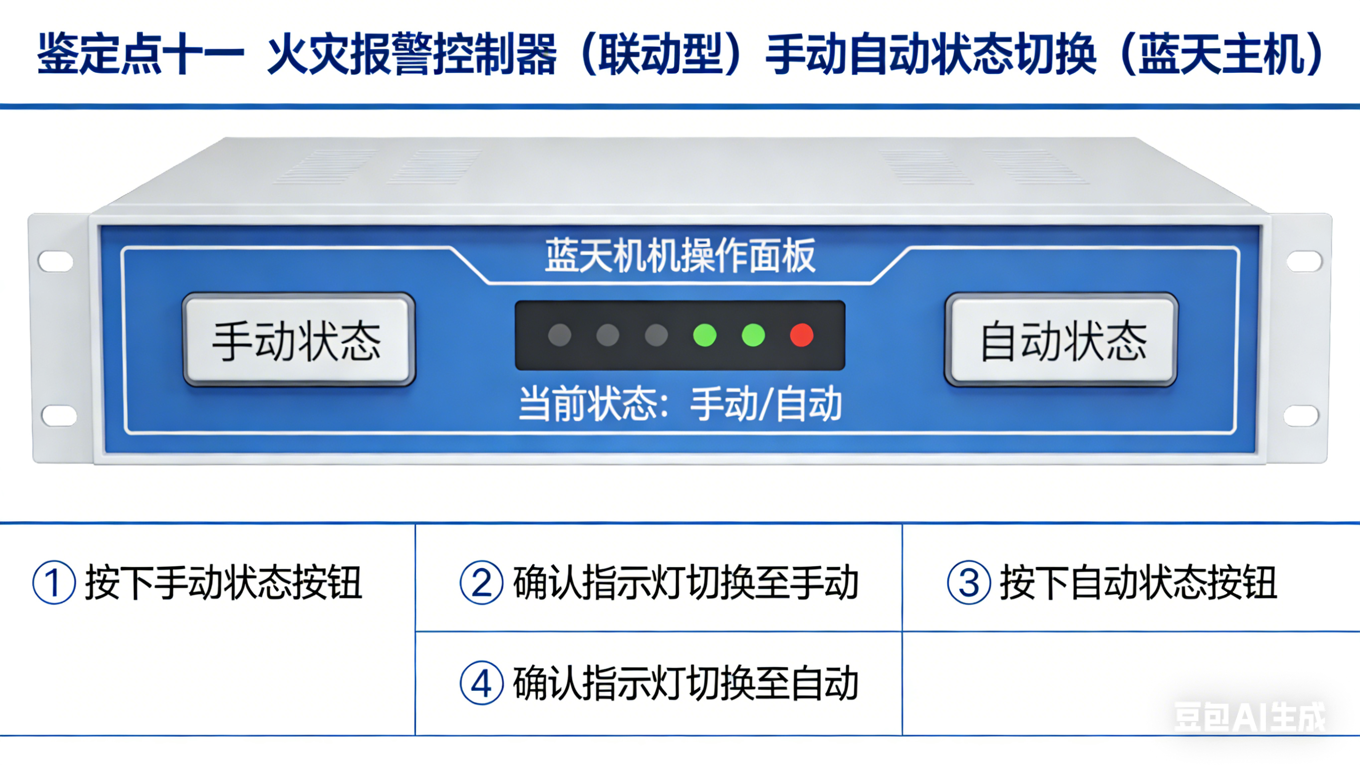 鉴定点十一 火灾报警控制器（联动型）手动自动状态切换★（蓝天主机）