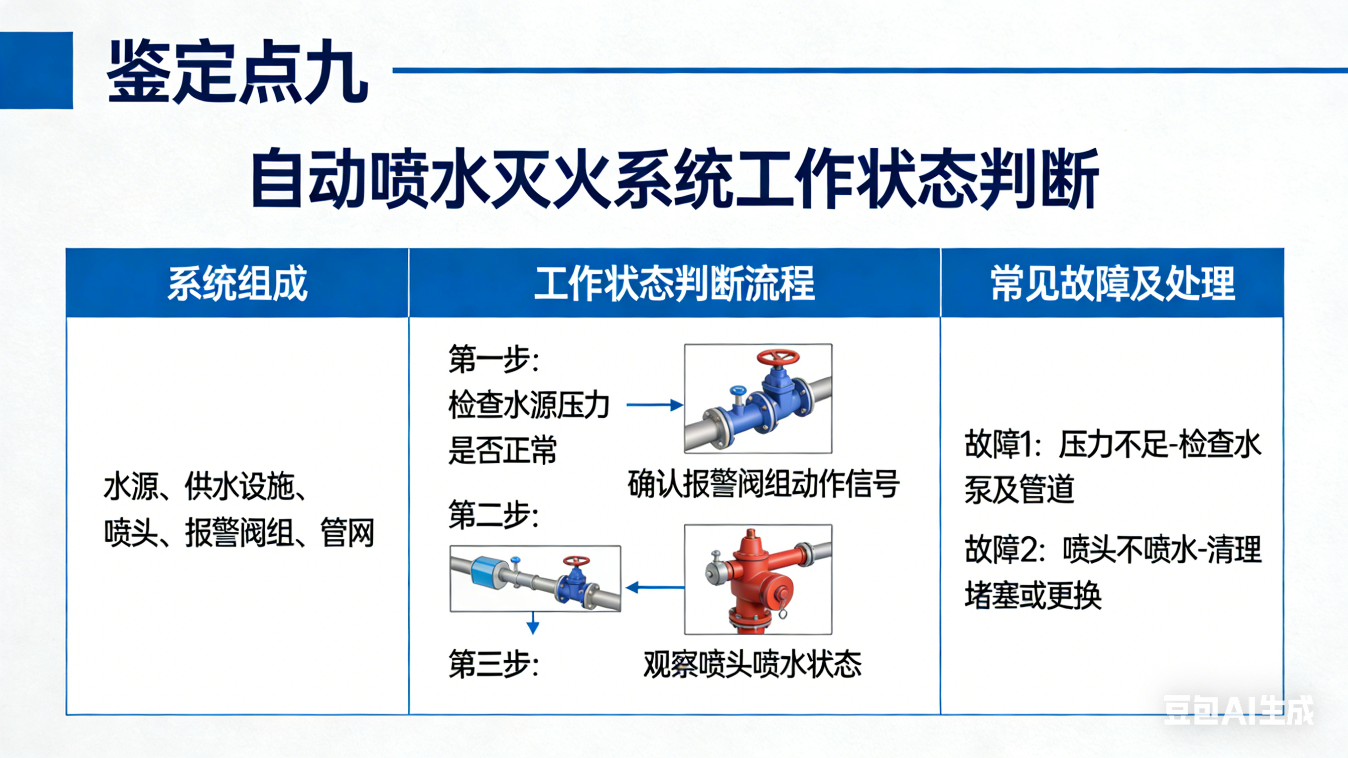 鉴定点九 自动喷水灭火系统工作状态判断★