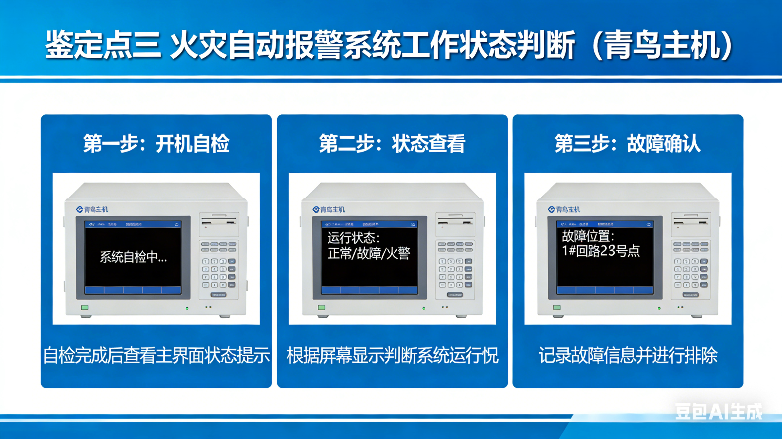 鉴定点三 火灾自动报警系统工作状态判断★（青鸟主机）