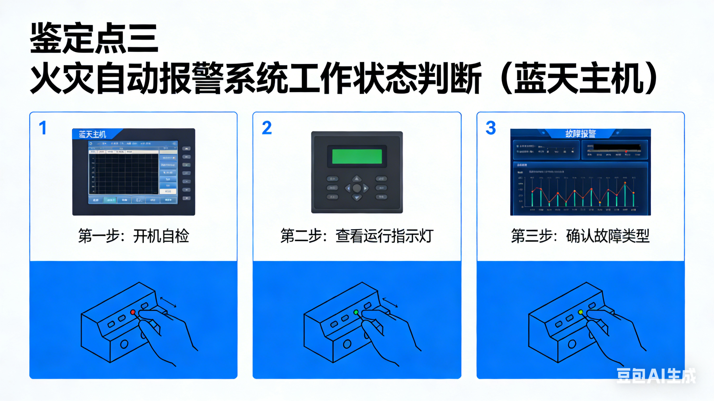 鉴定点三 火灾自动报警系统工作状态判断★（蓝天主机）