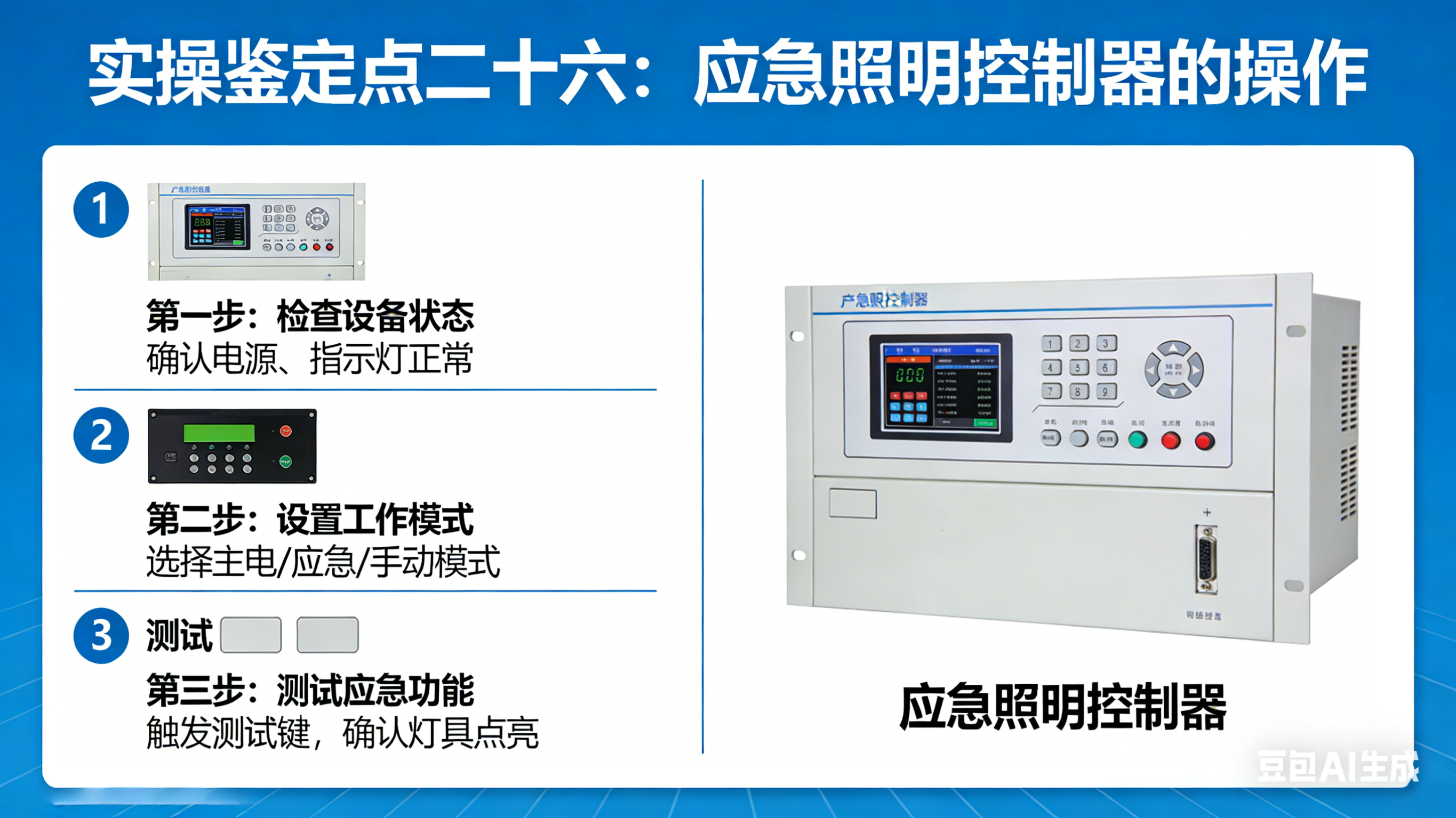 实操鉴定点二十六、应急照明控制器的操作