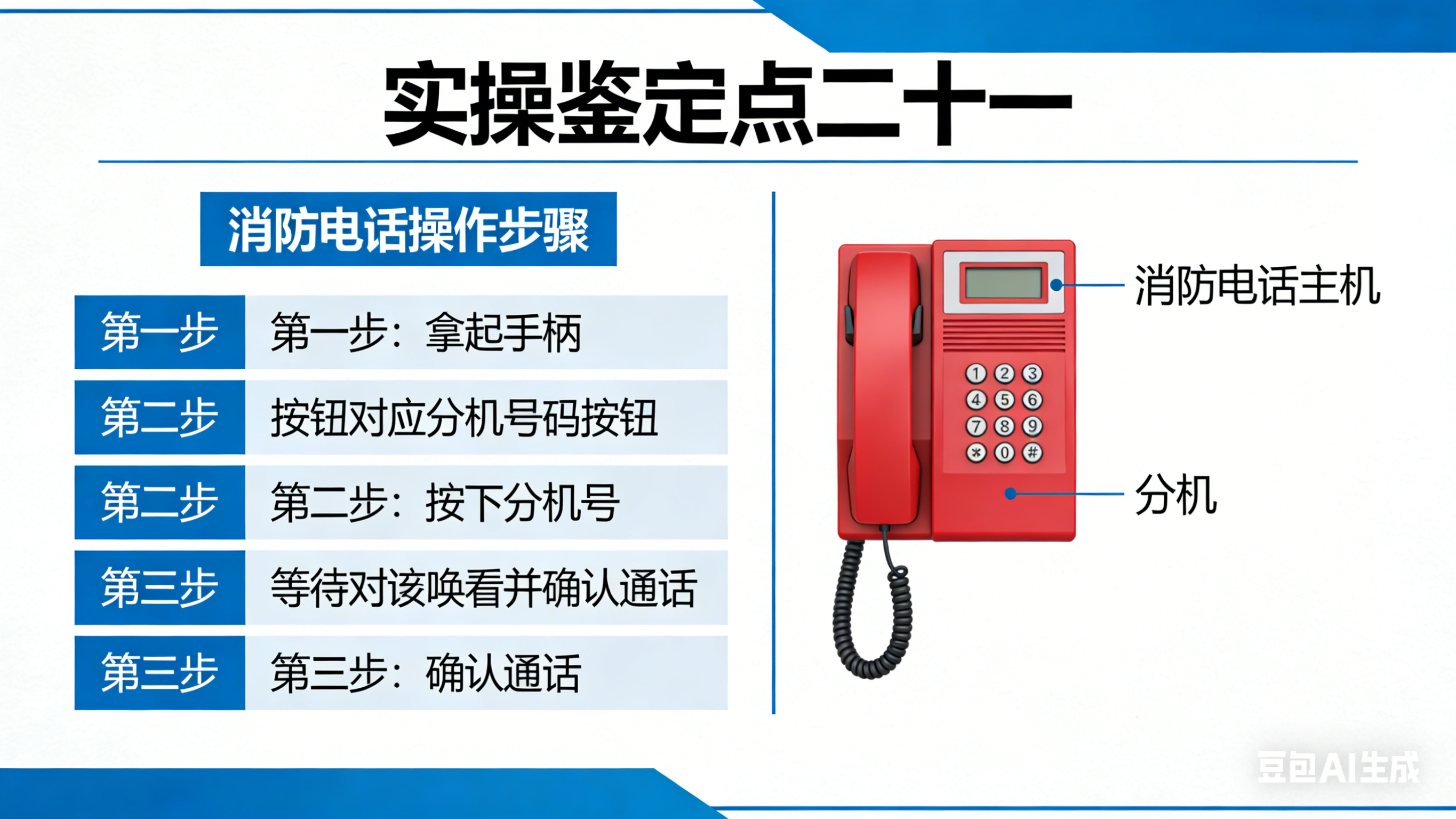 实操鉴定点二十一、消防电话的操作