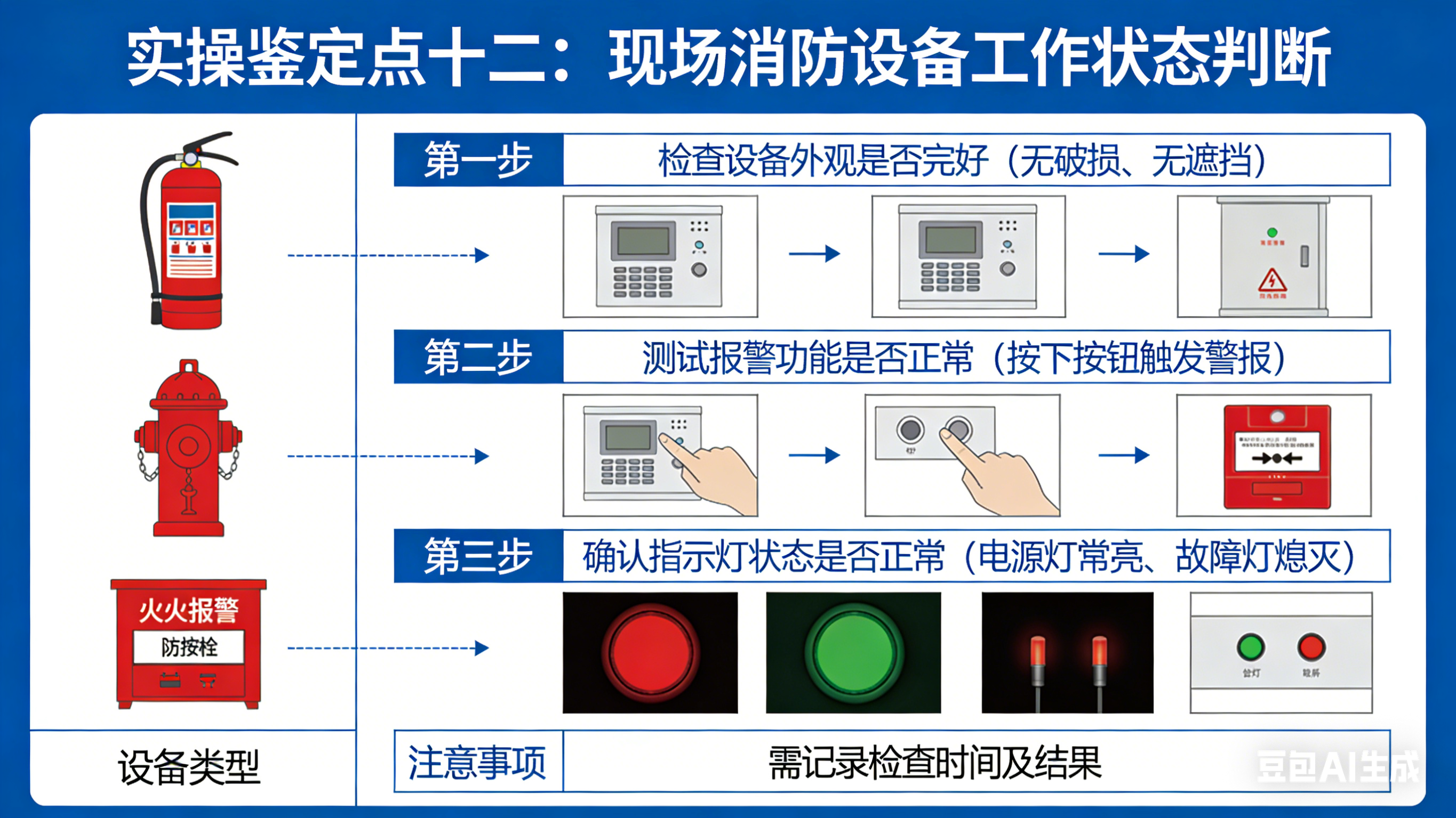 实操鉴定点十二、现场消防设备工作状态判断