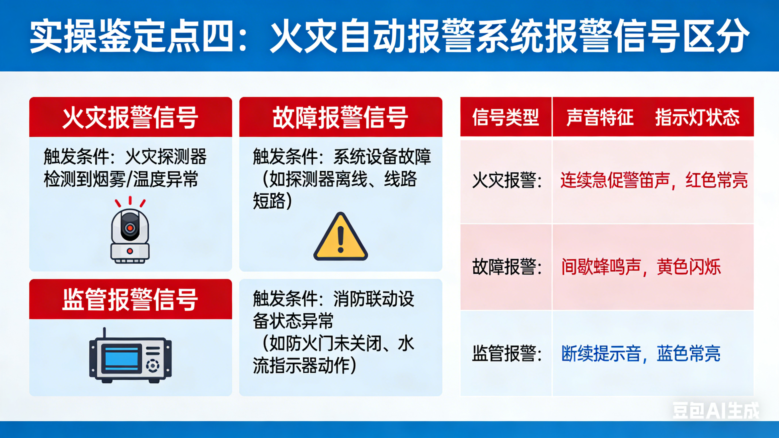 实操鉴定点四、火灾自动报警系统报警信号区分