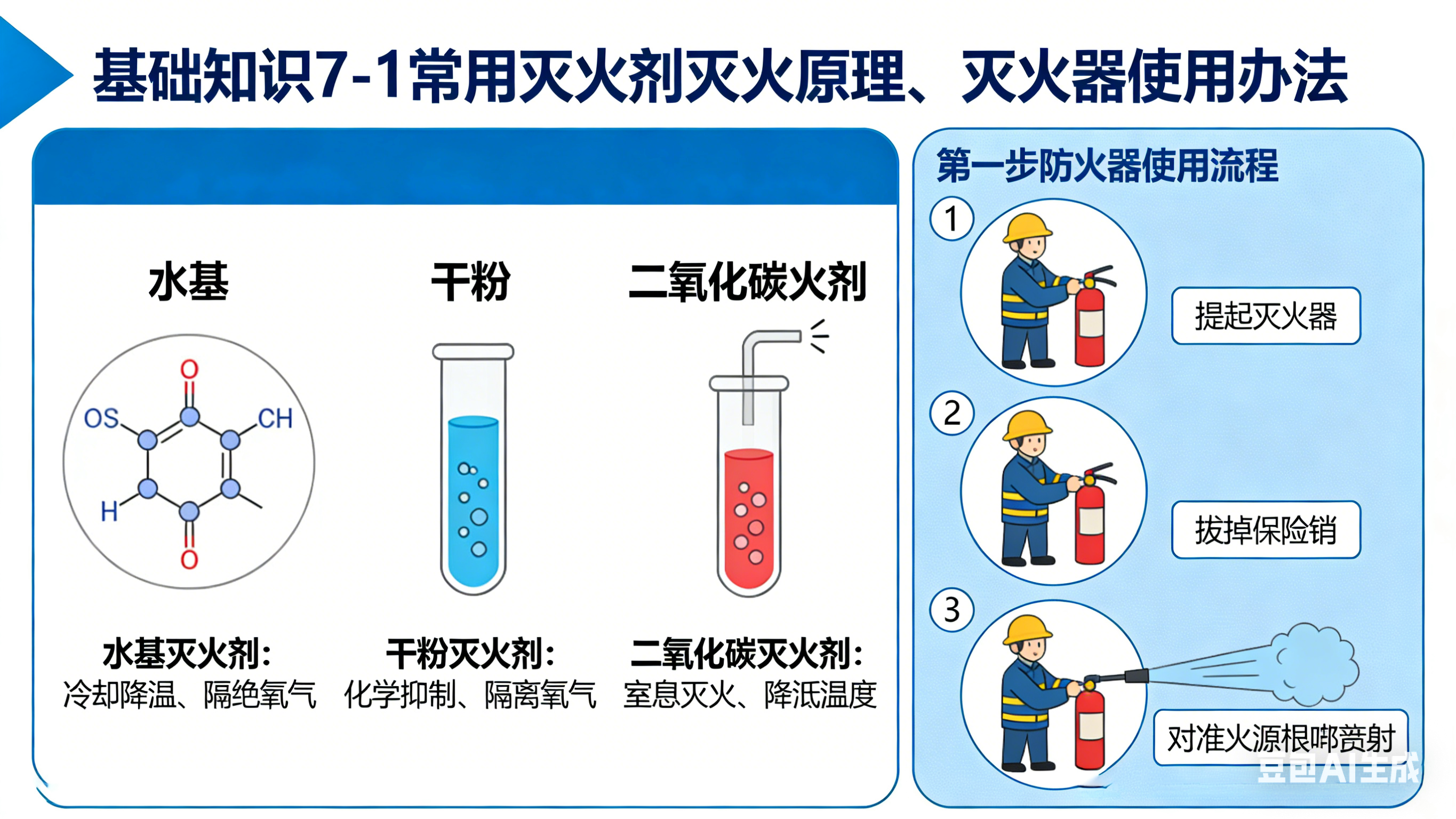 《基础知识》7-1常用灭火剂灭火原理、灭火器使用办法
